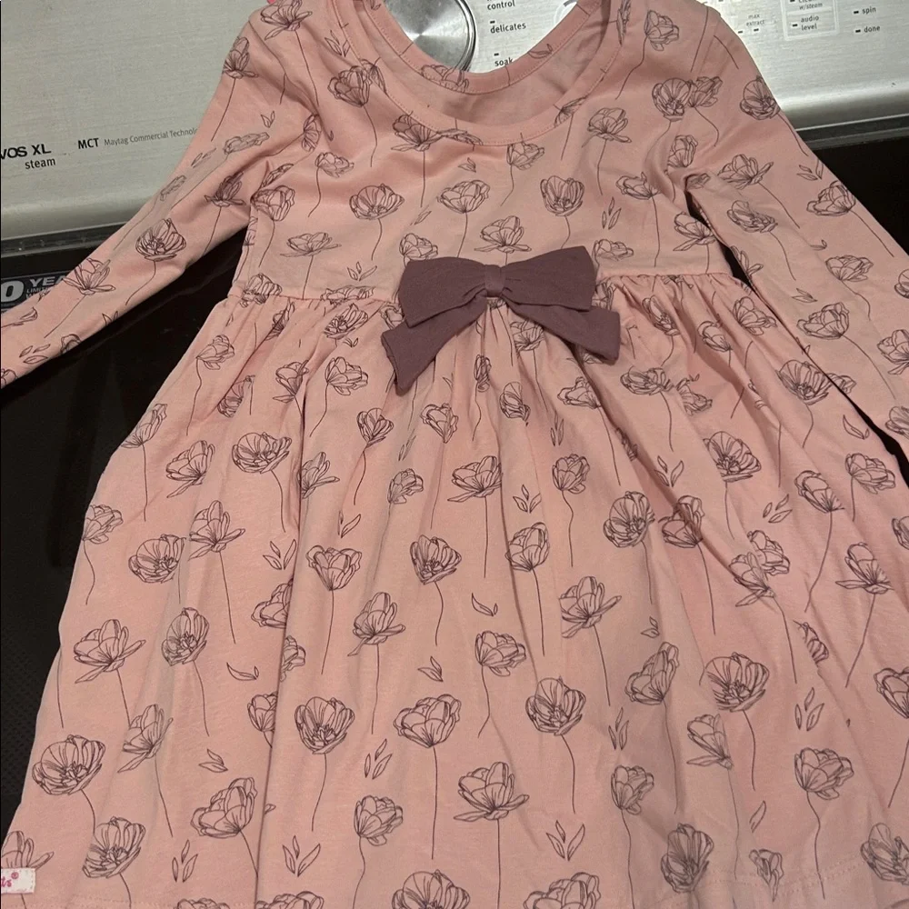 Girl 4t nwt flower antique rose twirl dress casual long sleeve bow